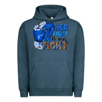 Pigment Midnight Navy Her fight is our fight Colon Cancer blue ribbon Urban Hoodie - NancyCooperArtShop