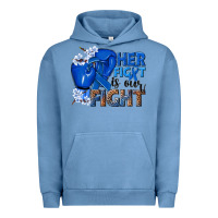 Pigment Pebble Blue Her fight is our fight Colon Cancer blue ribbon Urban Hoodie - NancyCooperArtShop