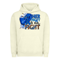 Pigment Pistachio Her fight is our fight Colon Cancer blue ribbon Urban Hoodie - NancyCooperArtShop