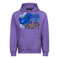 Tulip Her fight is our fight Colon Cancer blue ribbon Urban Hoodie - NancyCooperArtShop