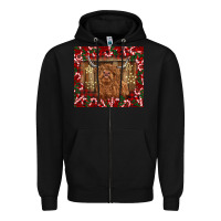 Black Christmas highland cow with candy canes Zipper Hoodie - BarkalooDesign