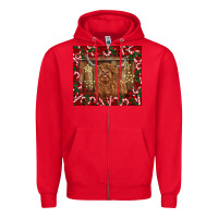 Red Christmas highland cow with candy canes Zipper Hoodie - BarkalooDesign