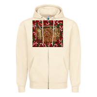 Sandshell Christmas highland cow with candy canes Zipper Hoodie - BarkalooDesign