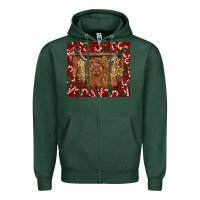 Sports Green Christmas highland cow with candy canes Zipper Hoodie - BarkalooDesign