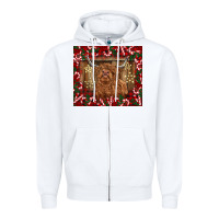White Christmas highland cow with candy canes Zipper Hoodie - BarkalooDesign