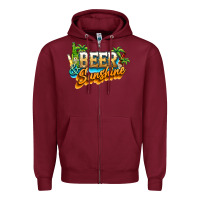 Burgundy Beer and sunshine Zipper Hoodie - NancyCooperArtShop