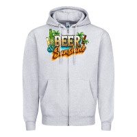 Heather Grey Beer and sunshine Zipper Hoodie - NancyCooperArtShop