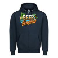 Navy Beer and sunshine Zipper Hoodie - NancyCooperArtShop