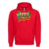 Red Beer and sunshine Zipper Hoodie - NancyCooperArtShop