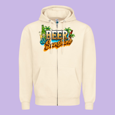Beer And Sunshine Zipper Hoodie Designed By Nancycooperartshop