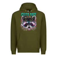 Army Green cute but feral Premium Hoodie - Artiststas