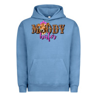 Pigment Pebble Blue Moody Heifer with Leopard Urban Hoodie - texasbilliewilder