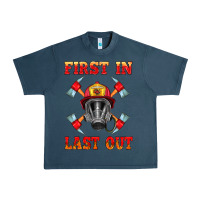 Midnight Navy firefighter face mask with axes Urban Heavy Tee - HRA Design Shop