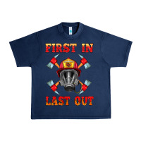 Navy firefighter face mask with axes Urban Heavy Tee - HRA Design Shop