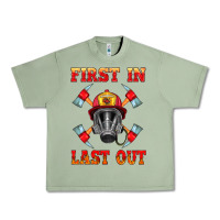 Oil Green firefighter face mask with axes Urban Heavy Tee - HRA Design Shop