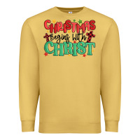 Antique Gold christmas begins with christ Premium Sweatshirt - MaliasSmallBusiness