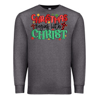 Charcoal Heather christmas begins with christ Premium Sweatshirt - MaliasSmallBusiness