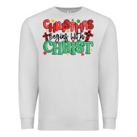 Dove Grey christmas begins with christ Premium Sweatshirt - MaliasSmallBusiness
