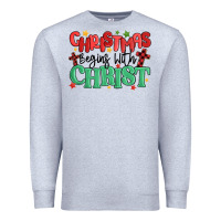 Heather Grey christmas begins with christ Premium Sweatshirt - MaliasSmallBusiness