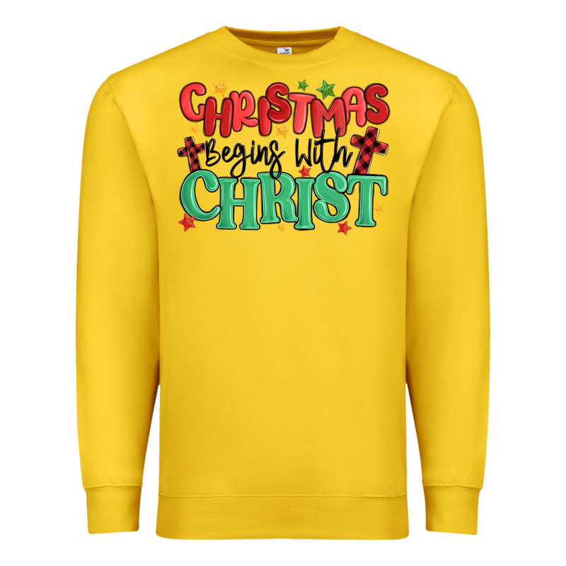 Christmas Begins With Christ Premium Sweatshirt by MaliasSmallBusiness | Teevron