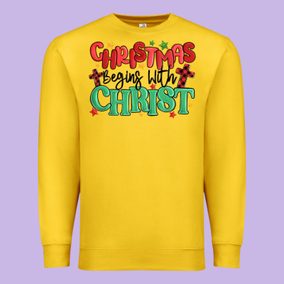 Christmas Begins With Christ Premium Sweatshirt Designed By Maliassmallbusiness