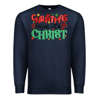 Navy christmas begins with christ Premium Sweatshirt - MaliasSmallBusiness