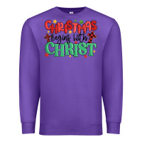 Purple christmas begins with christ Premium Sweatshirt - MaliasSmallBusiness