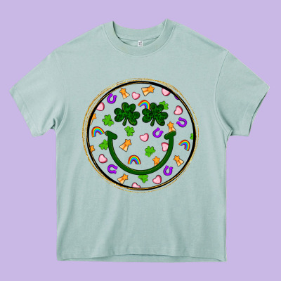 St Patrick S Day Smiley Face Heavy Core Tee Designed By Artiststas