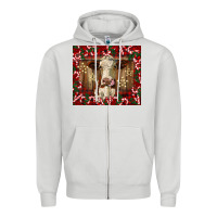 Dove Grey christmas heifer with candy canes Zipper Hoodie - BarkalooDesign