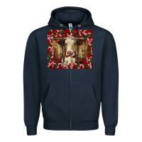 Navy christmas heifer with candy canes Zipper Hoodie - BarkalooDesign