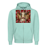 Seafoam christmas heifer with candy canes Zipper Hoodie - BarkalooDesign