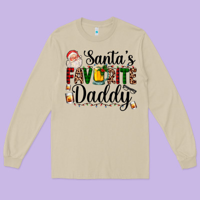 Santa's Favorite Daddy Long Sleeve Tee Designed By Adodesignshop