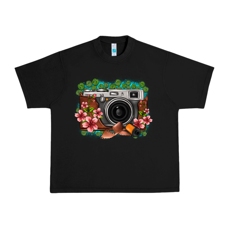 Floral Lotus Leaf Film Roll Vintage Camera Urban Heavy Tee by FaDigitalArtStudio | Teevron