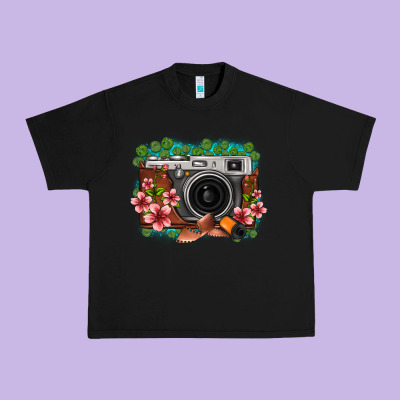 Floral Lotus Leaf Film Roll Vintage Camera Urban Heavy Tee Designed By Fadigitalartstudio
