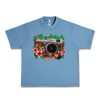 Pebble Blue floral lotus leaf film roll vintage camera Urban Heavy Tee - FaDigitalArtStudio