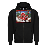 Black Christmas farm reindeer and truck Zipper Hoodie - BarkalooDesign