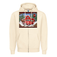 Sandshell Christmas farm reindeer and truck Zipper Hoodie - BarkalooDesign