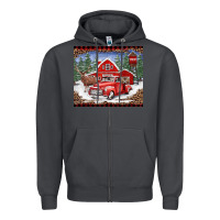 Smoke Christmas farm reindeer and truck Zipper Hoodie - BarkalooDesign