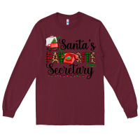 Burgundy santa's favorite secretary Long Sleeve Tee - AdoDesignShop