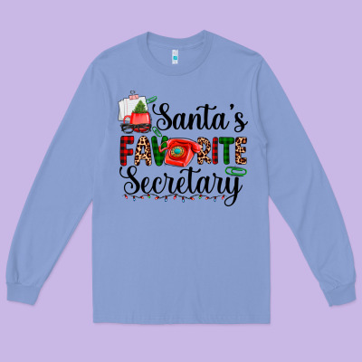 Santa's Favorite Secretary Long Sleeve Tee Designed By Adodesignshop