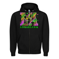Black mardi gras louisiana fleur de lis Zipper Hoodie - Jasminsmagicworld
