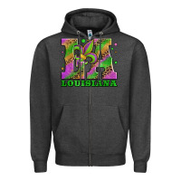 Charcoal Heather mardi gras louisiana fleur de lis Zipper Hoodie - Jasminsmagicworld