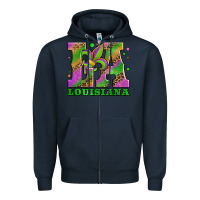 Navy mardi gras louisiana fleur de lis Zipper Hoodie - Jasminsmagicworld