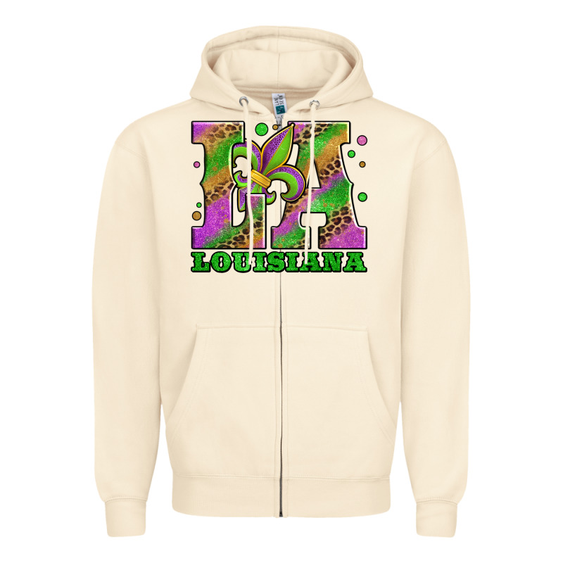 Mardi Gras Louisiana Fleur De Lis Zipper Hoodie by Jasminsmagicworld | Teevron