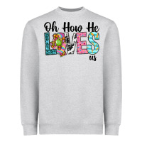 Heather Grey Oh how he loves us Heavyweight Sweatshirt - Neo Western