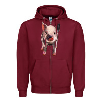 Burgundy pig Zipper Hoodie - BarkalooDesign