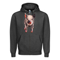 Charcoal Heather pig Zipper Hoodie - BarkalooDesign