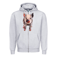 Heather Grey pig Zipper Hoodie - BarkalooDesign