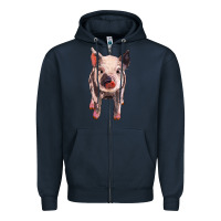 Navy pig Zipper Hoodie - BarkalooDesign