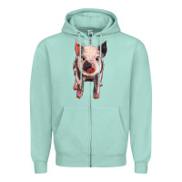 Seafoam pig Zipper Hoodie - BarkalooDesign